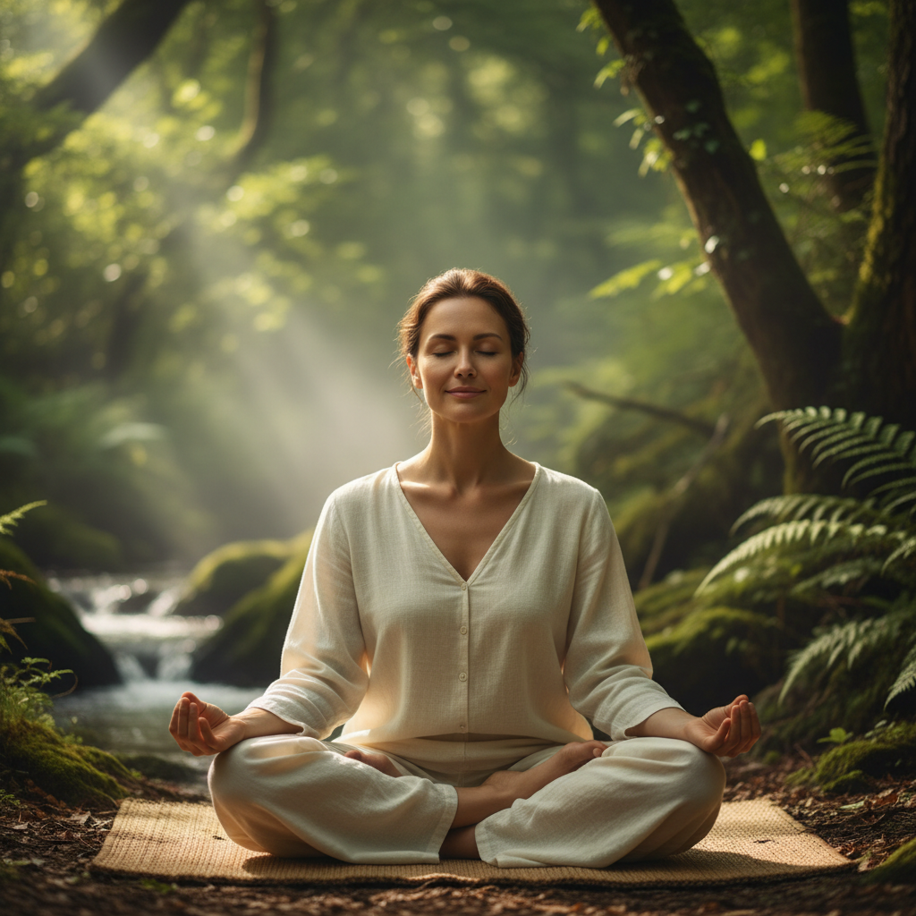 Marcus Chen - Meditation coach in peaceful meditative pose